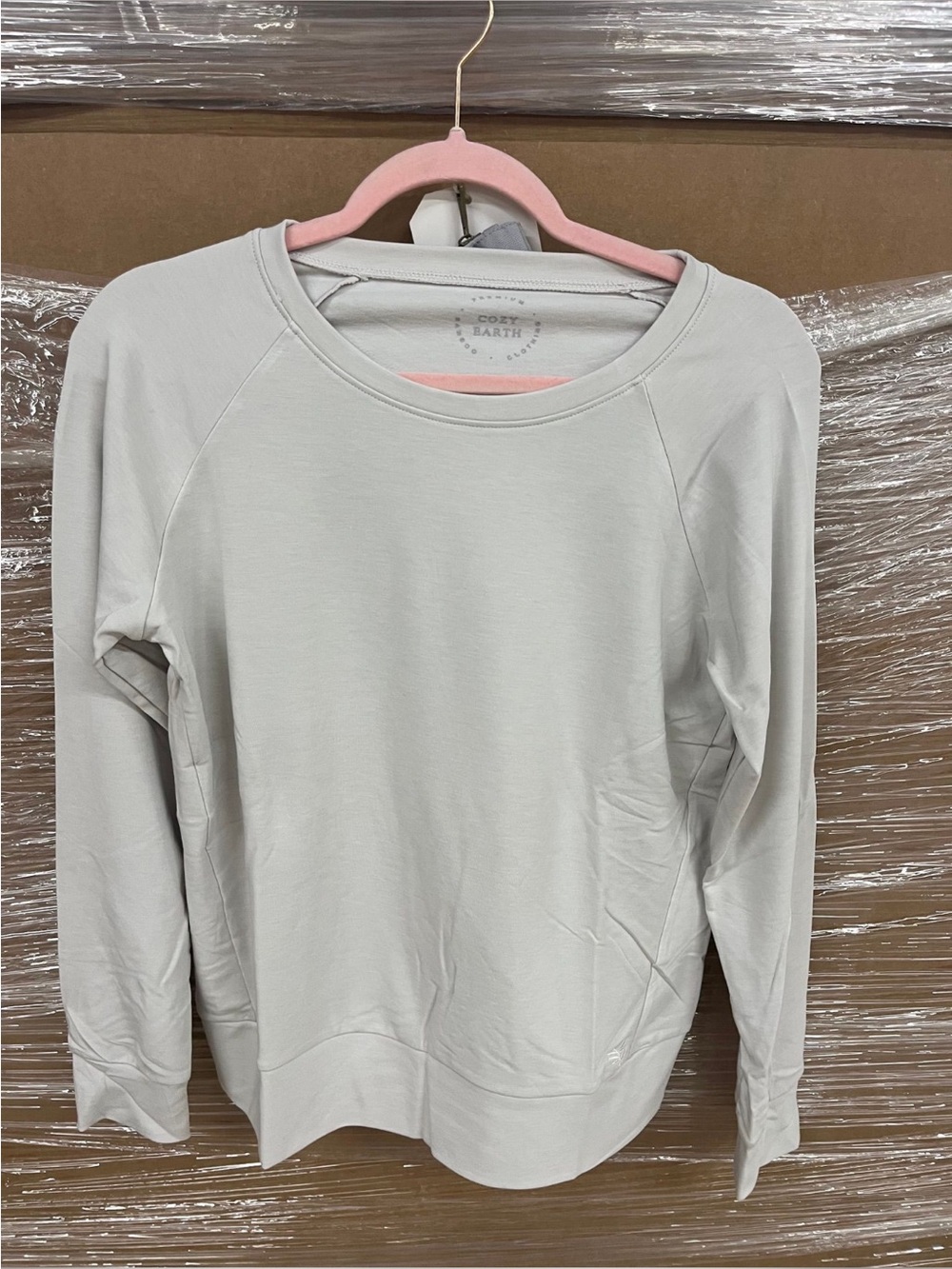 Cozy Earth Women's Light Gray Bamboo Cotton Crewneck Sweatshirt